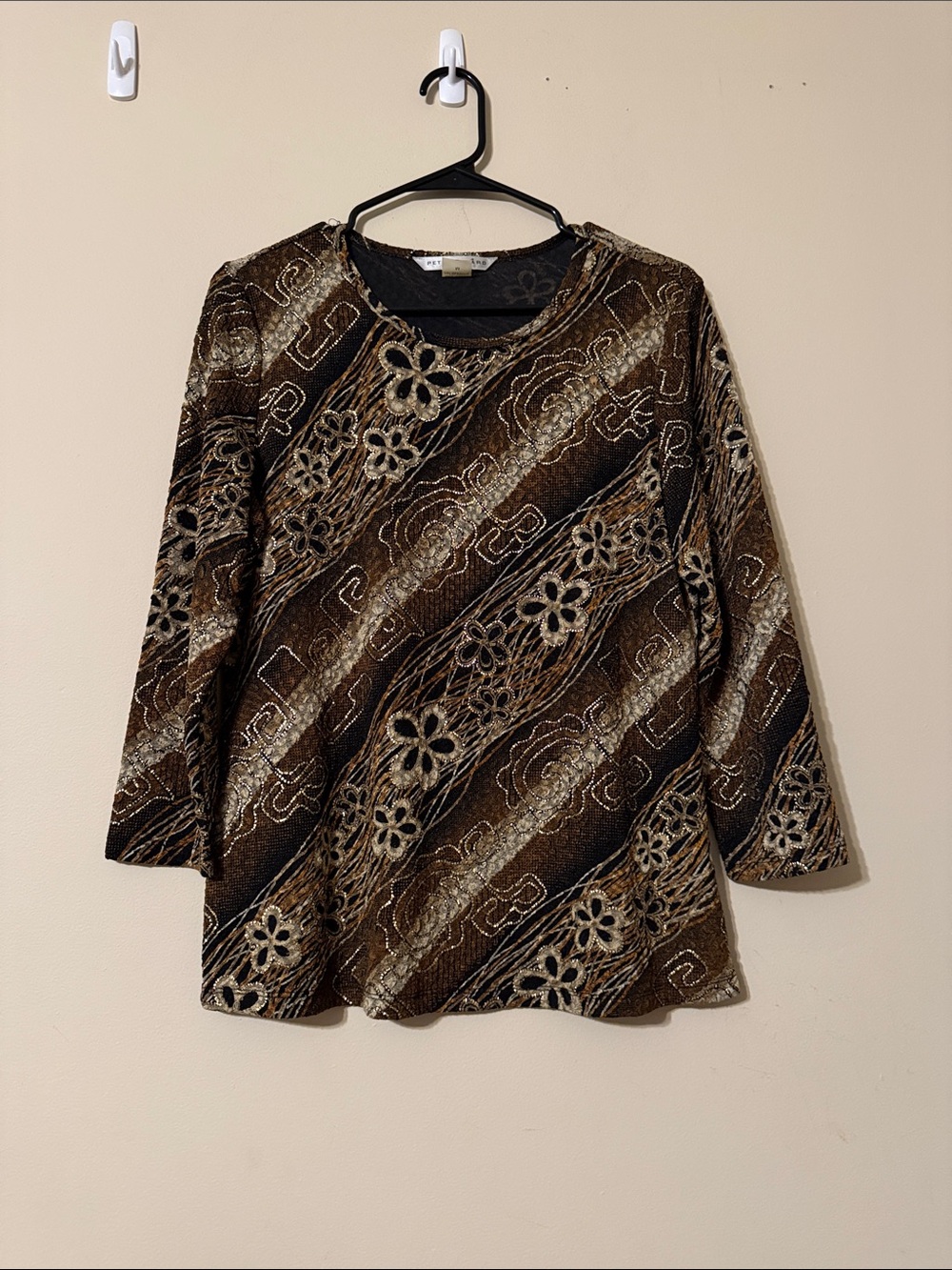 Peter Nygard Women’s Brown Patterned Long Sleeve Top